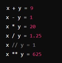 c class assignment operator overloading Python Arithmetic Operators Output
